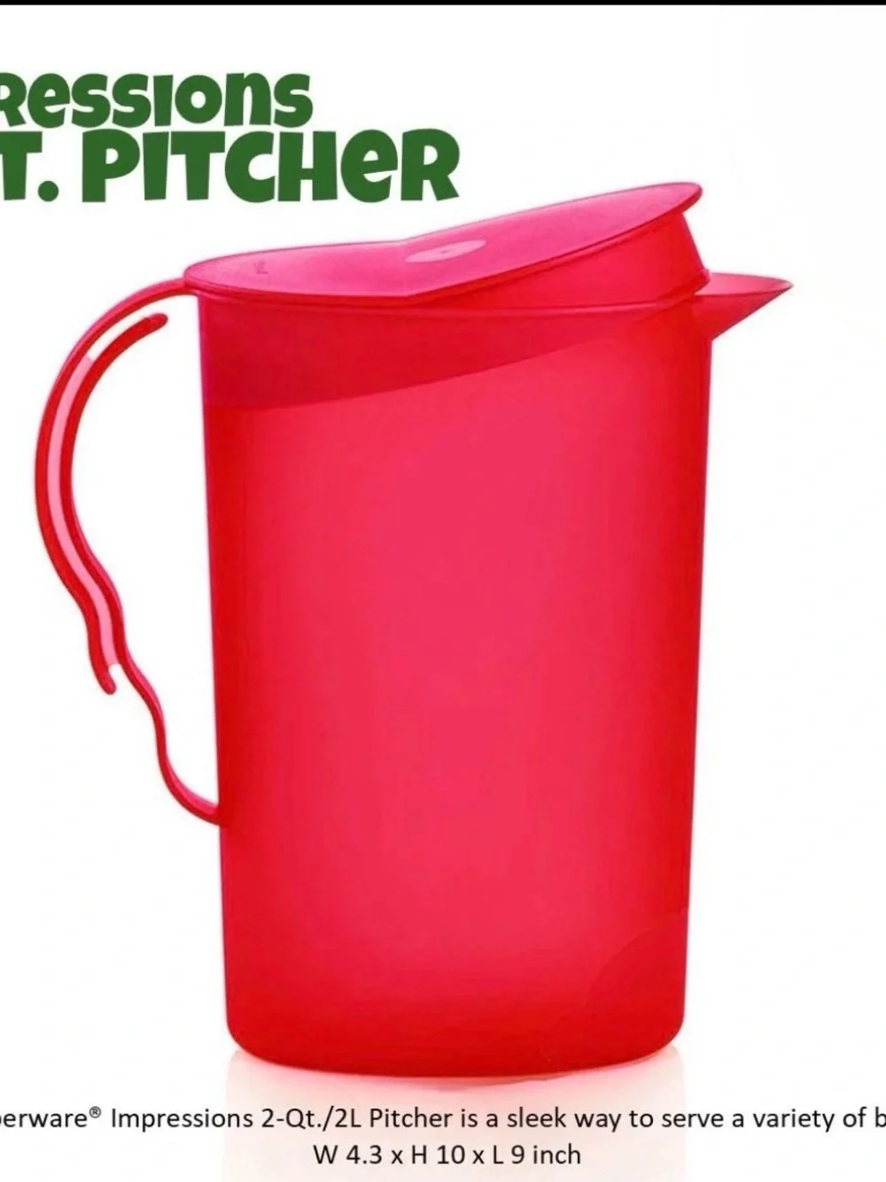 Tupperware Impressions 2qt Pitcher Red BRAND NEW